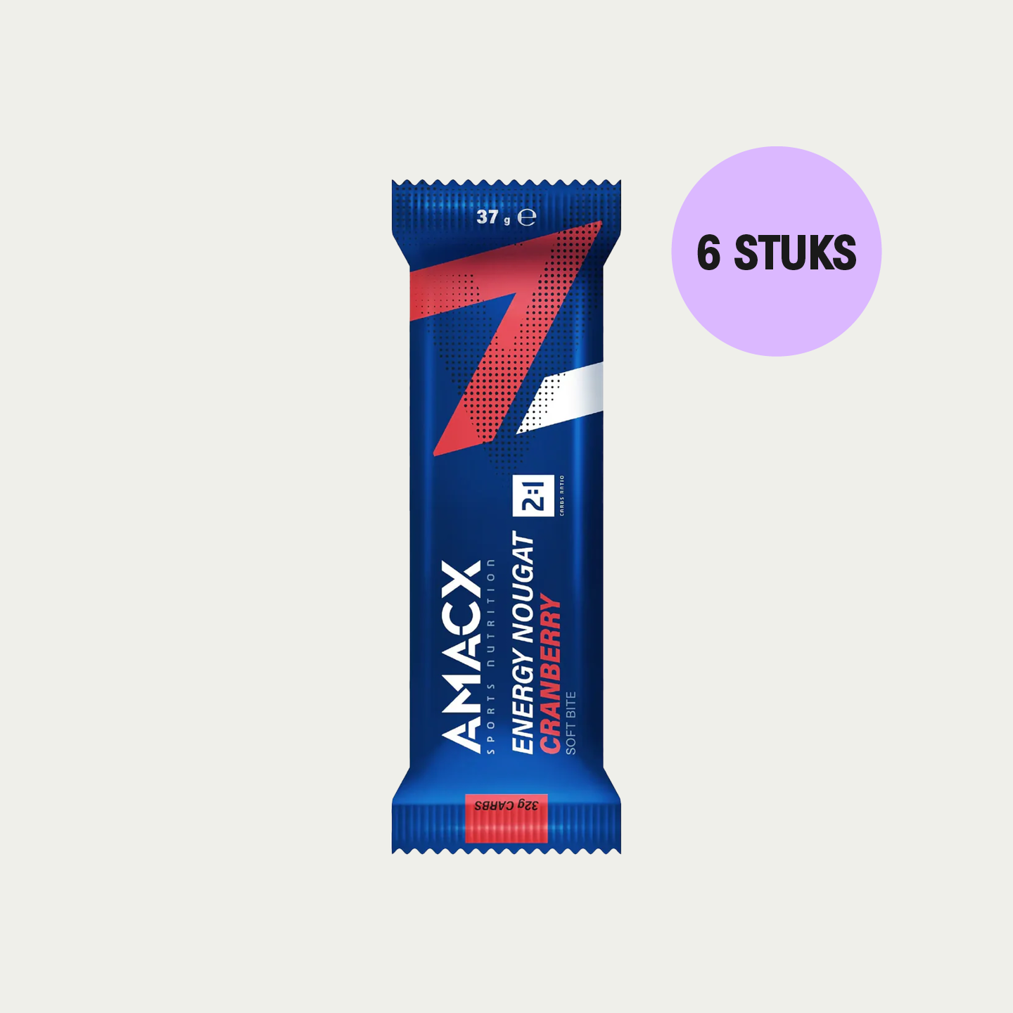 Amacx Energy Nougat Cranberry - zachte energiereep met 32g koolhydraten en cranberrysmaak - SportvoedingDirect