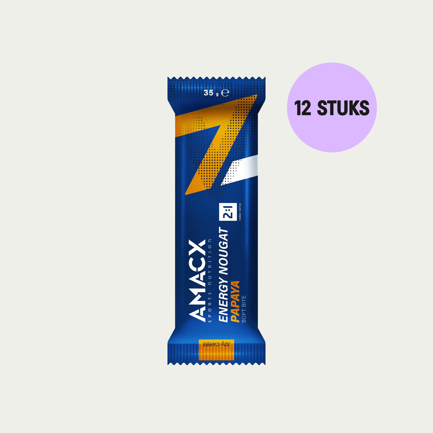 Amacx Energy Nougat sportrepen - 12 stuks met papayasmaak en 32g koolhydraten - SportvoedingDirect