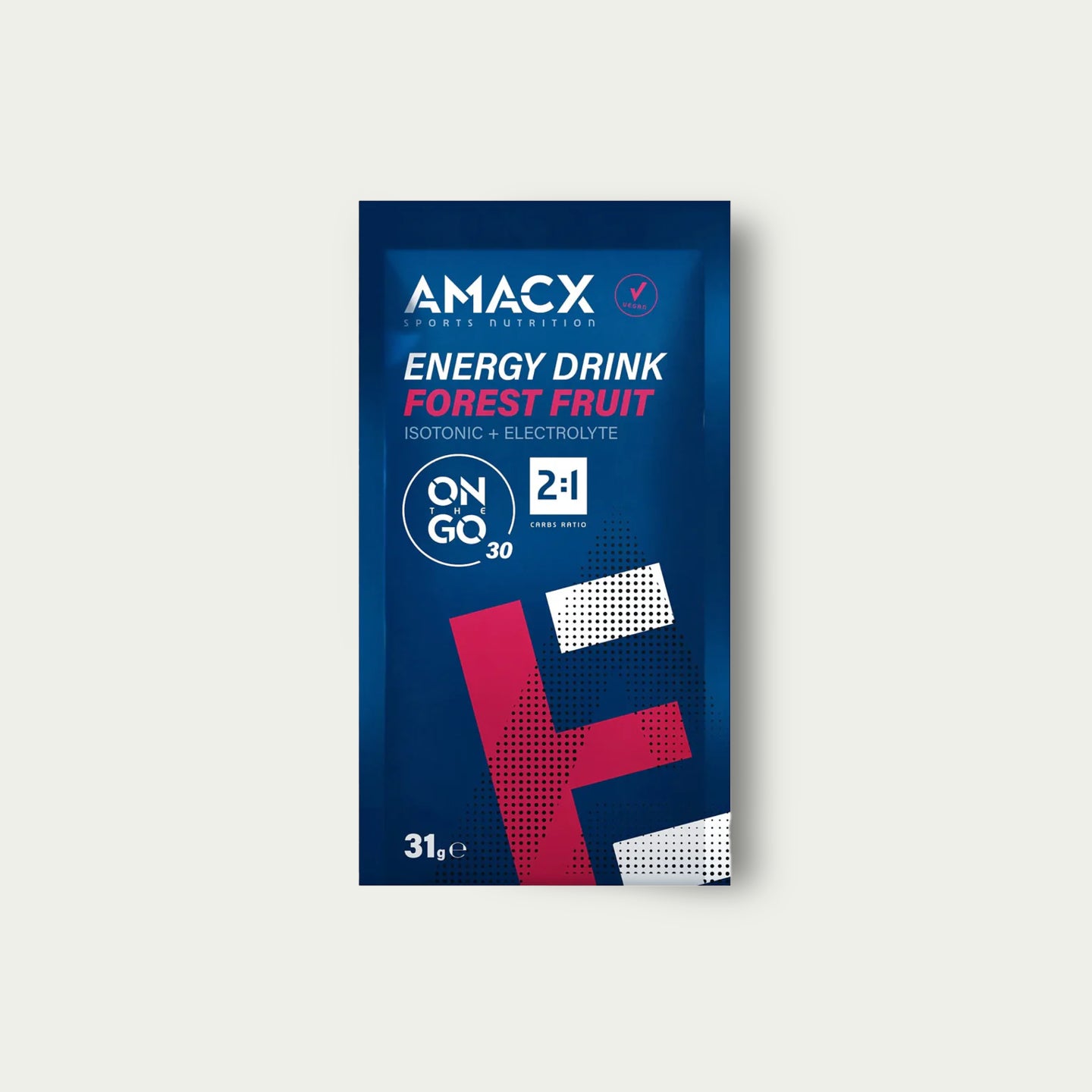 Amacx Energy Drink Sachet Forest Fruit – elektrolyten drank in poedervorm voor wielrennen en intensieve trainingen.