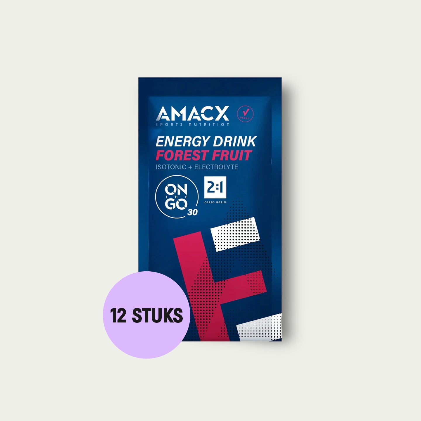 Amacx Energy Drink Sachet Forest Fruit 12 stuks – sportdrank met elektrolyten voor hydratatie bij triathlon.