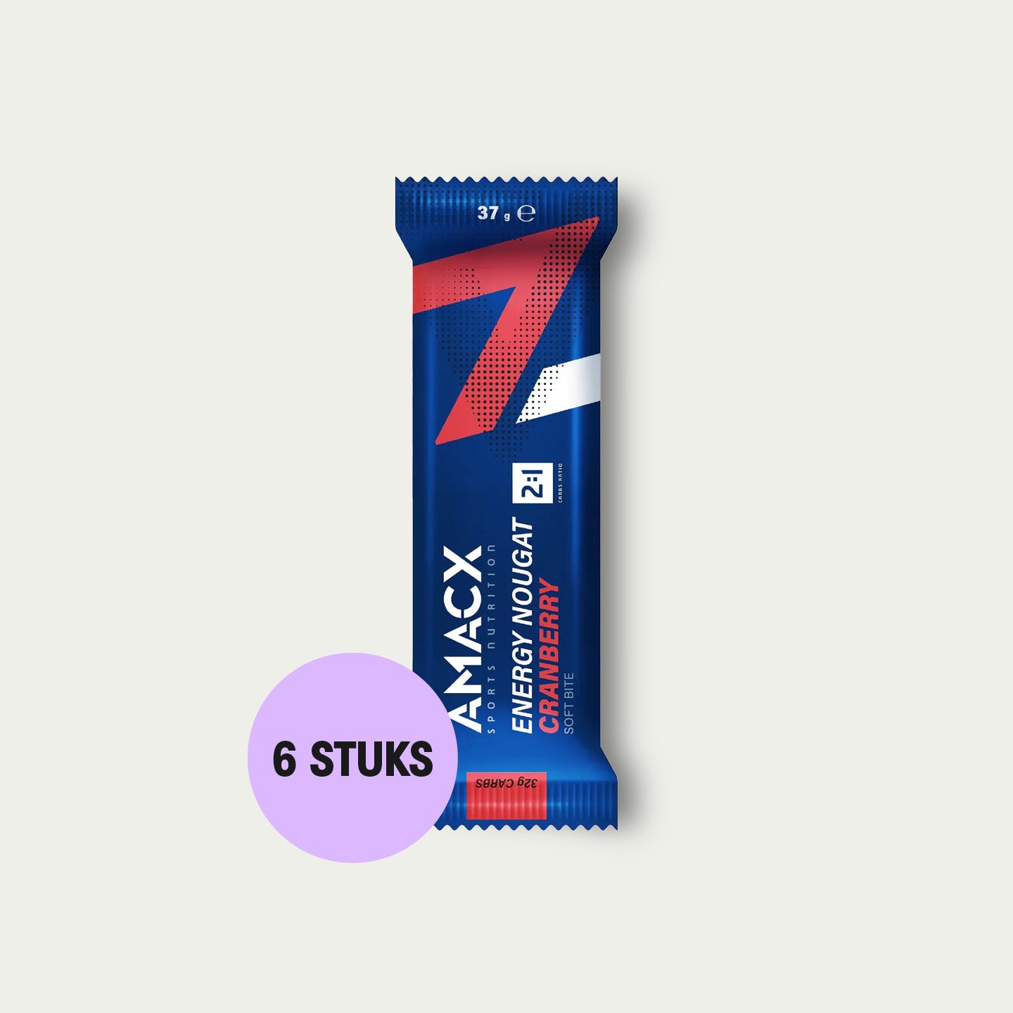 Amacx Energy Nougat Cranberry 6 stuks – sportreep met cranberry voor hardlopers en duurtrainingen.