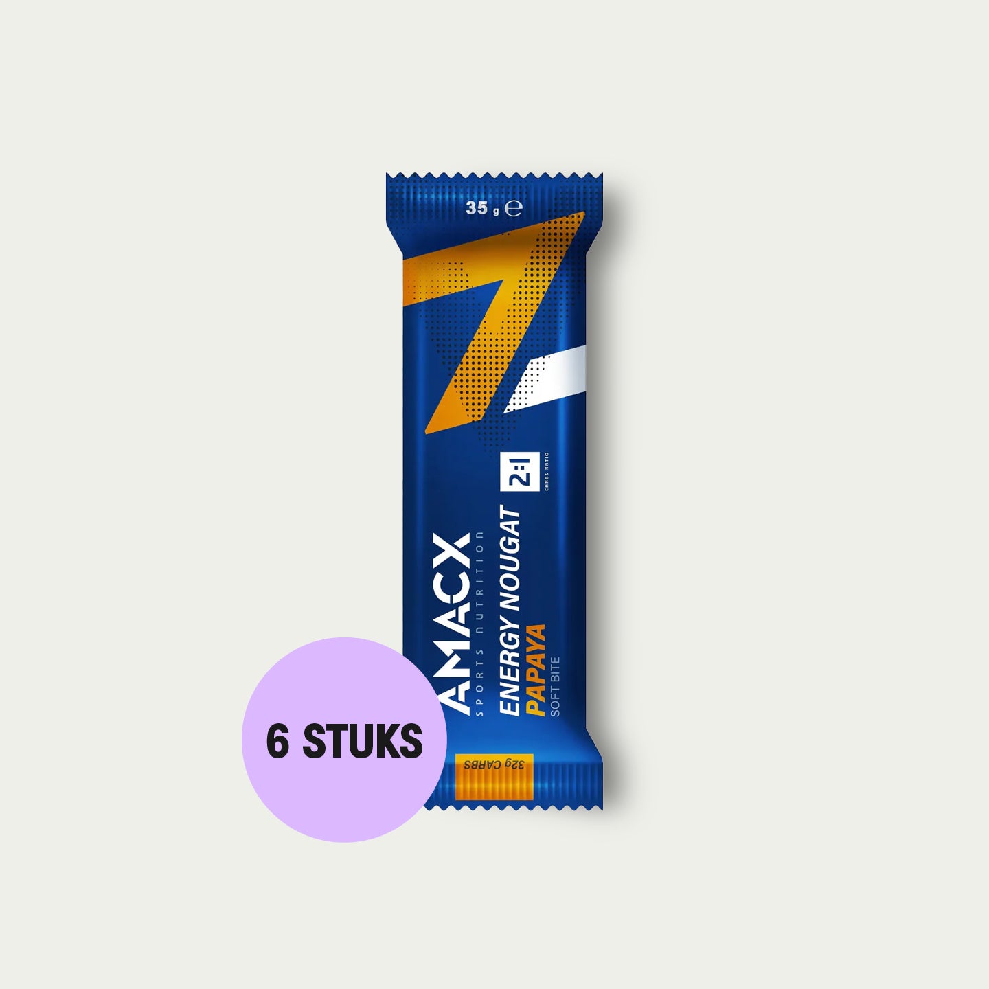 Amacx Energy Nougat Papaya 6 stuks – sportreep met papaja voor hardlopers en duurtraining.