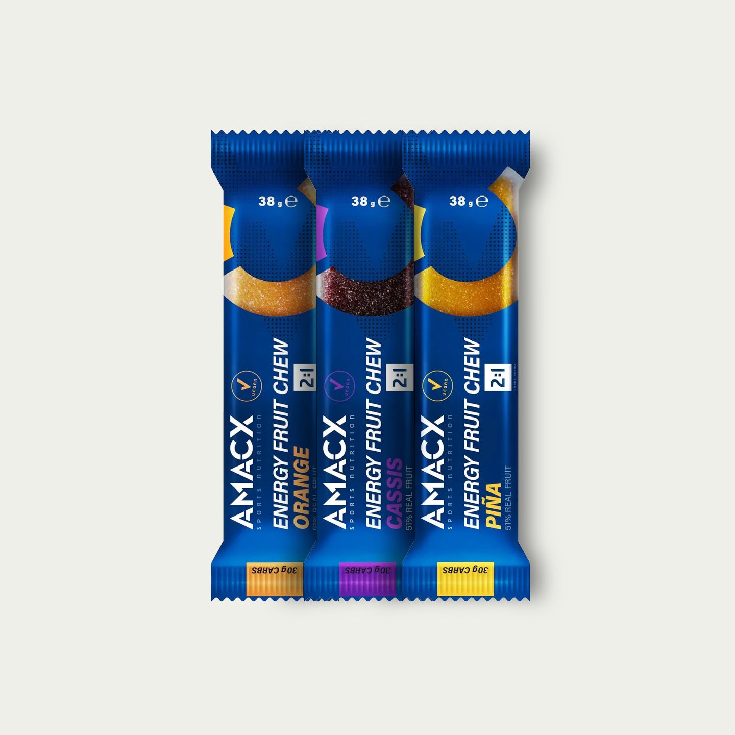 Amacx Energy Fruit Chew Combi – fruit energierepen met koolhydraten voor snelle energie bij hardlopen of triathlon.