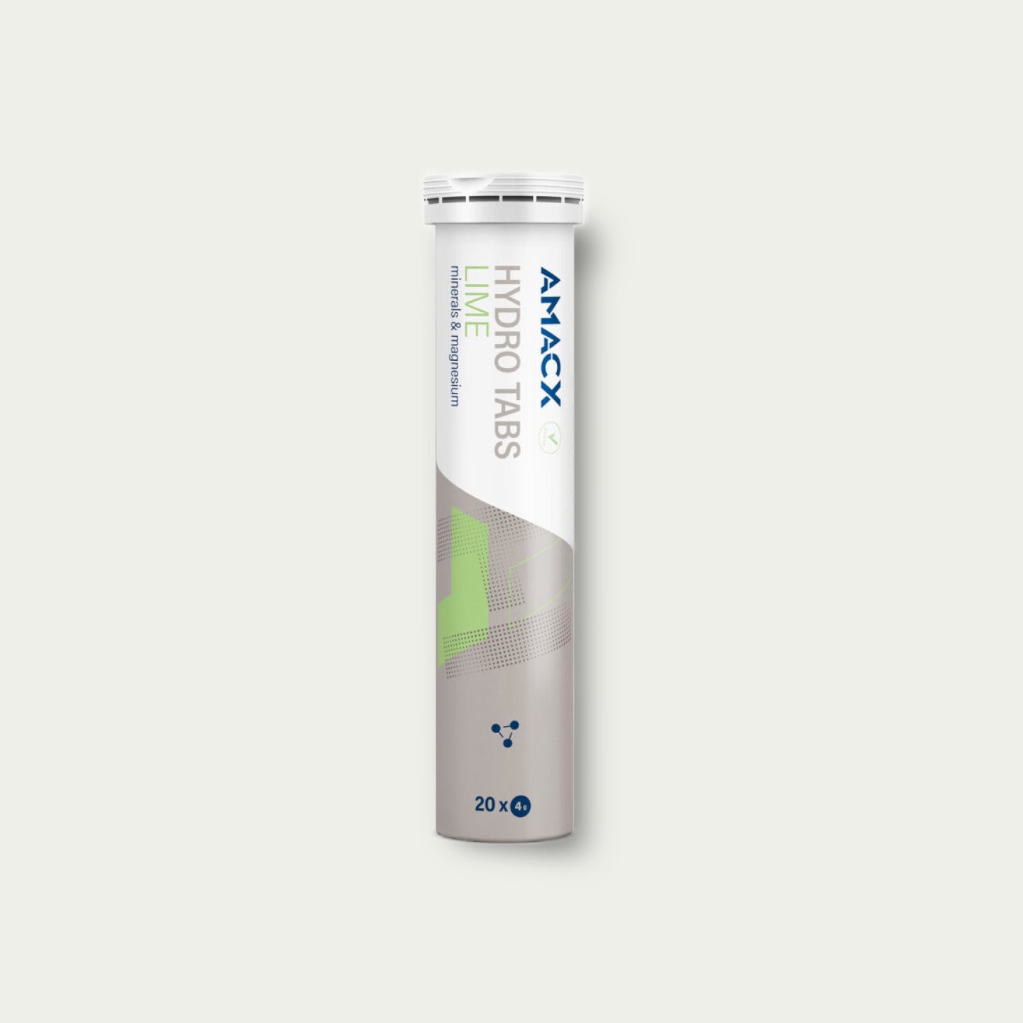 Amacx Hydro Tabs Lime – elektrolytentabletten met magnesium en natrium voor herstel en hydratatie.