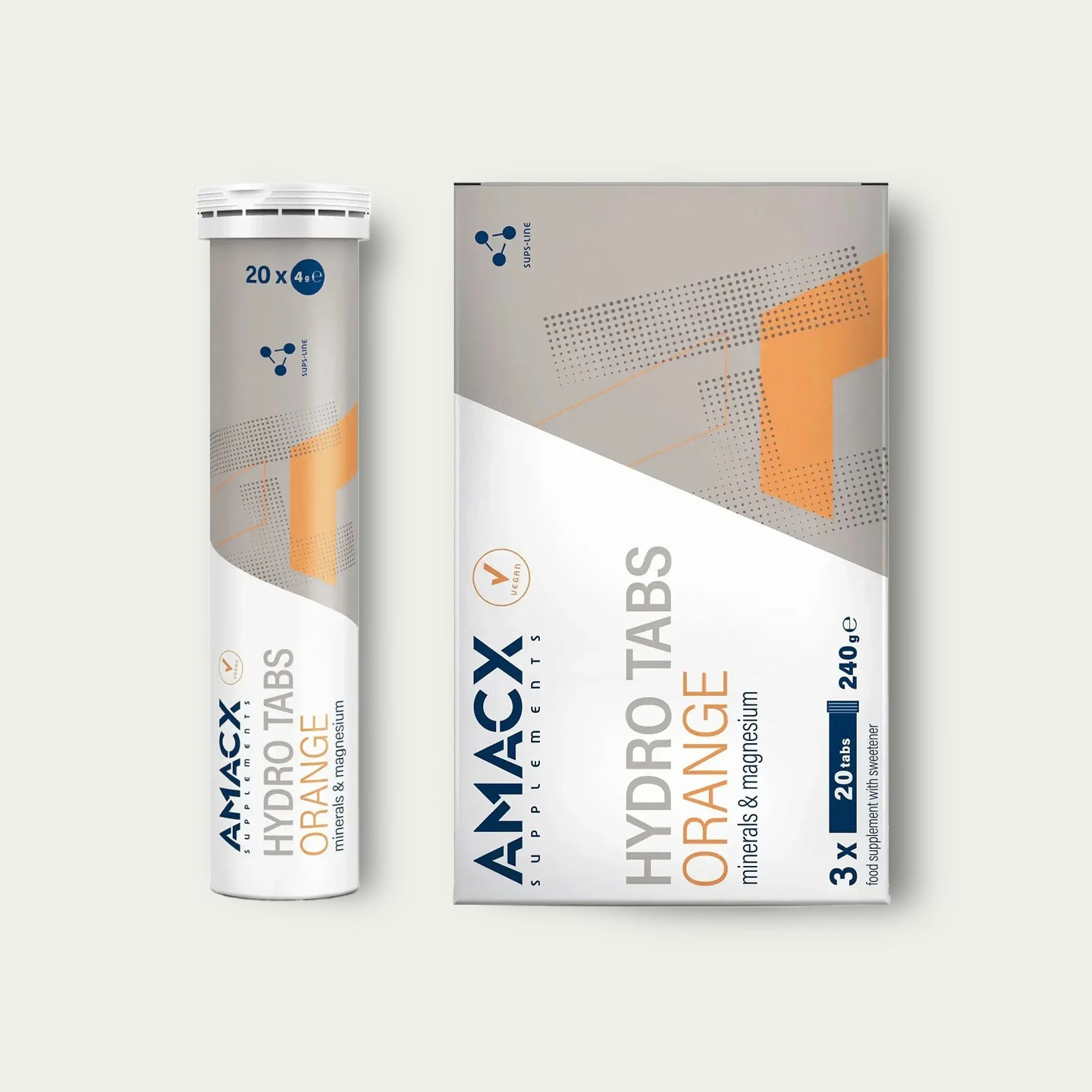Amacx Hydro Tabs Orange – elektrolyten tabletten met magnesium voor snelle hydratatie tijdens duursport.