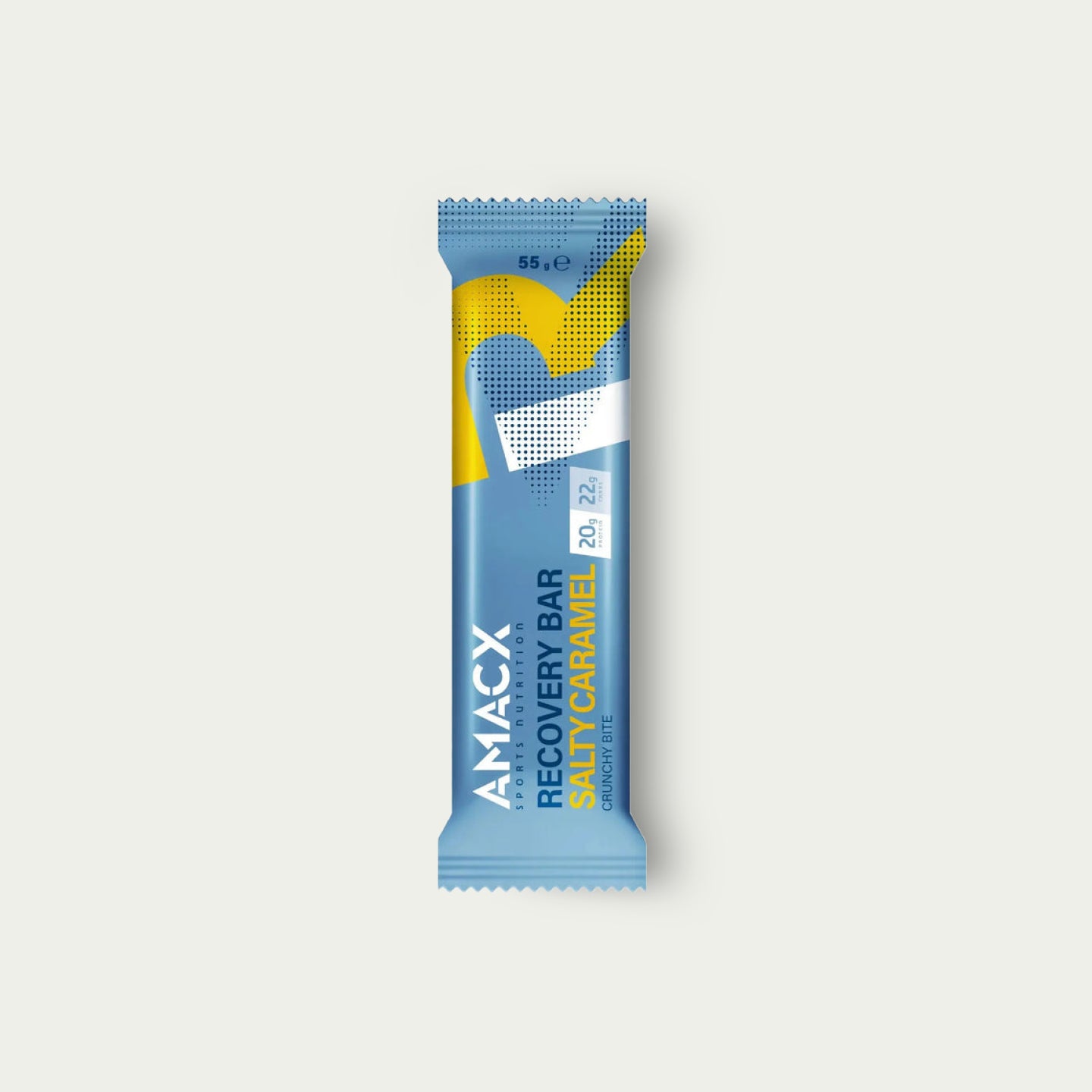 Amacx Recovery Bar Salty Caramel – eiwitrijke herstelreep met koolhydraten voor spierherstel na inspanning.