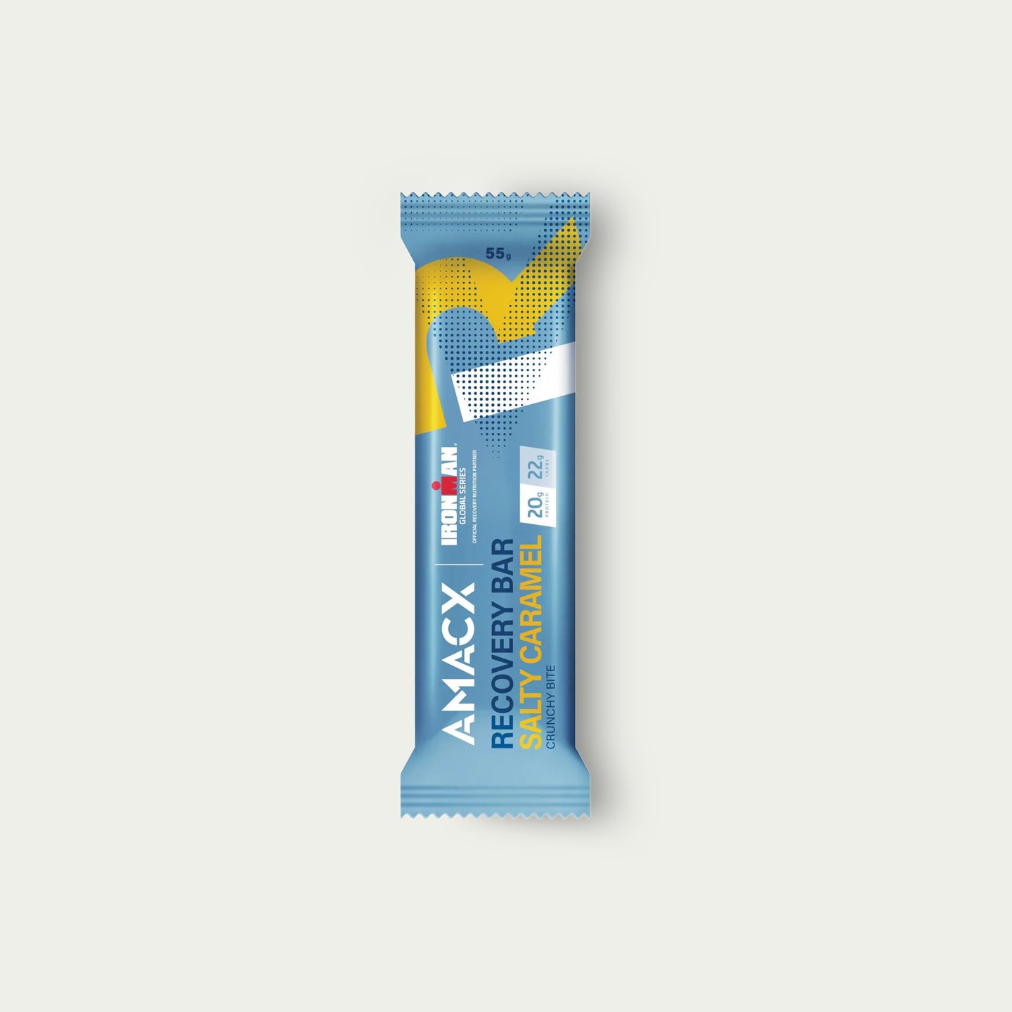 Amacx Recovery Bar Salty Caramel – eiwitrijke herstelreep met koolhydraten voor spierherstel na inspanning.