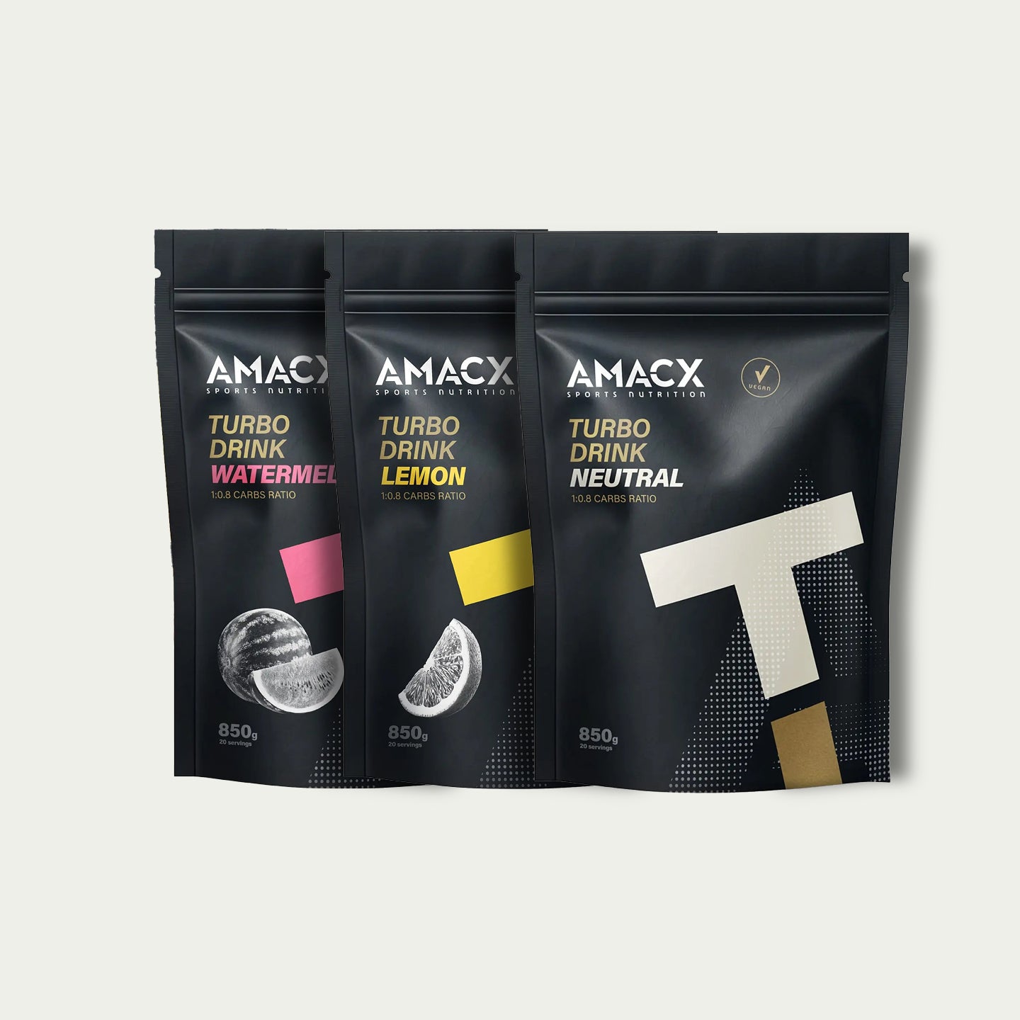 Amacx Turbo Drink Lemon en Watermelon – isotone sportdrank met koolhydraten voor triathlon.