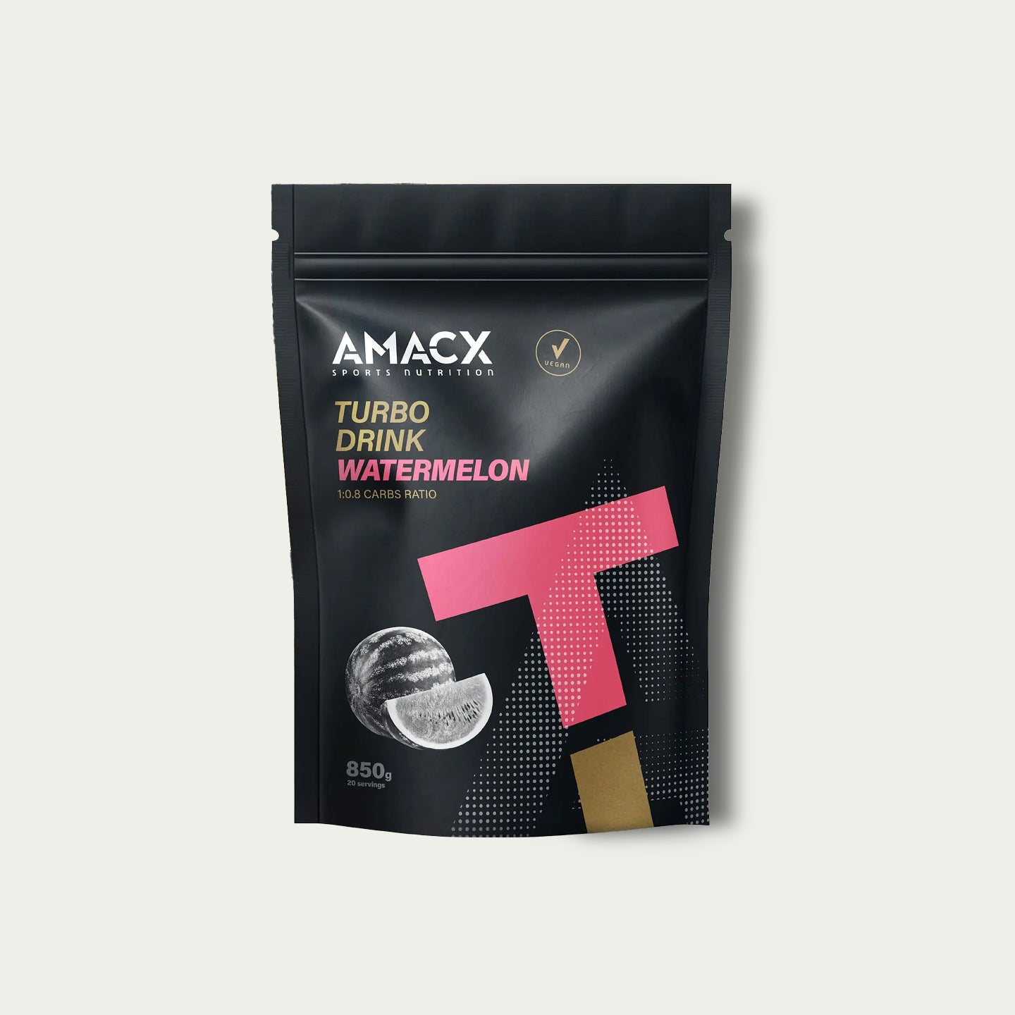 Amacx Turbo Drink Watermelon – verfrissende isotone sportdrank met koolhydraten voor marathon.