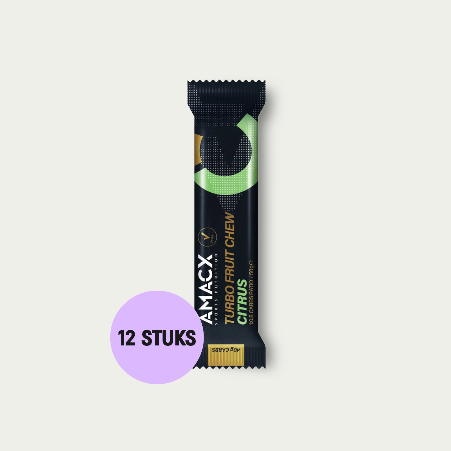 Amacx Turbo Fruit Chew Citrus 12 stuks – frisse sportvoeding kortingspakket voor triathlon.