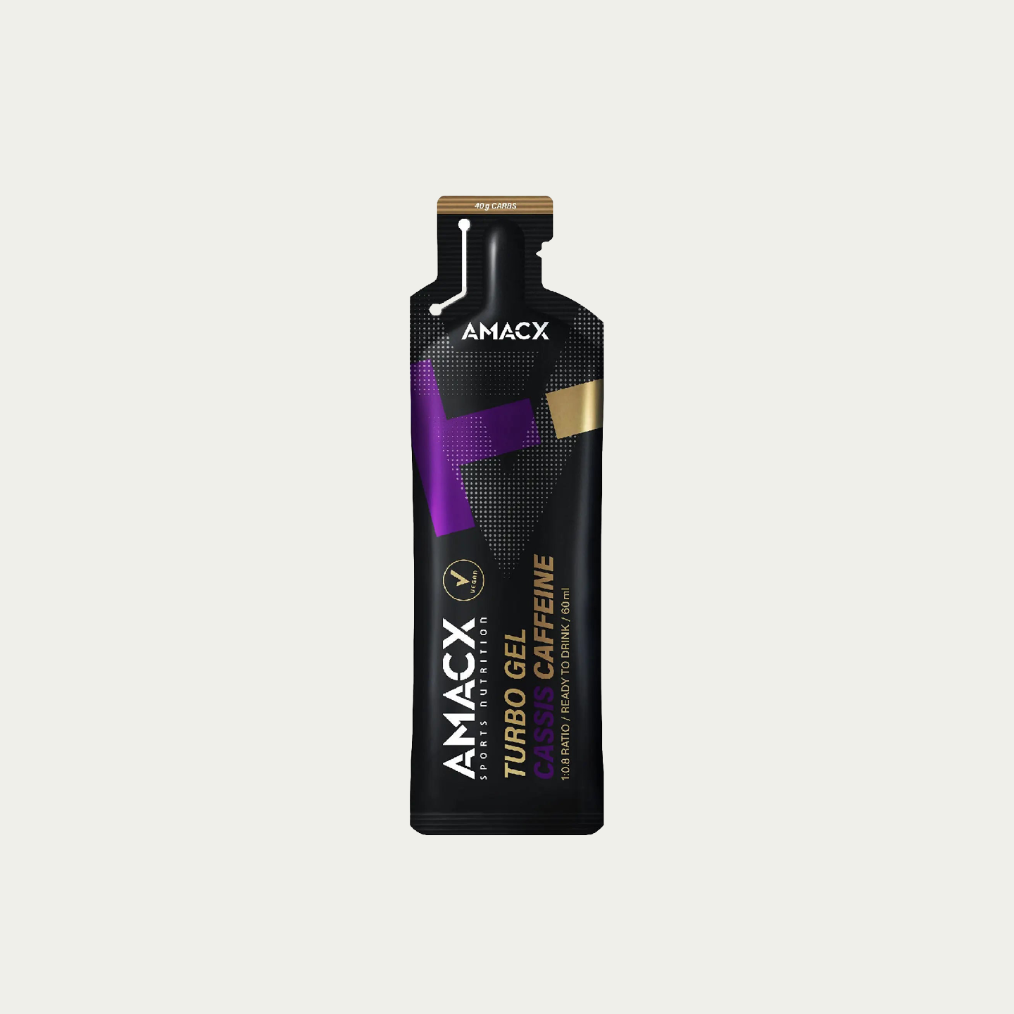 Caffeine gel va Amacx met de smaak Cassis perfect voor gelletjes tijdens het hardlopen