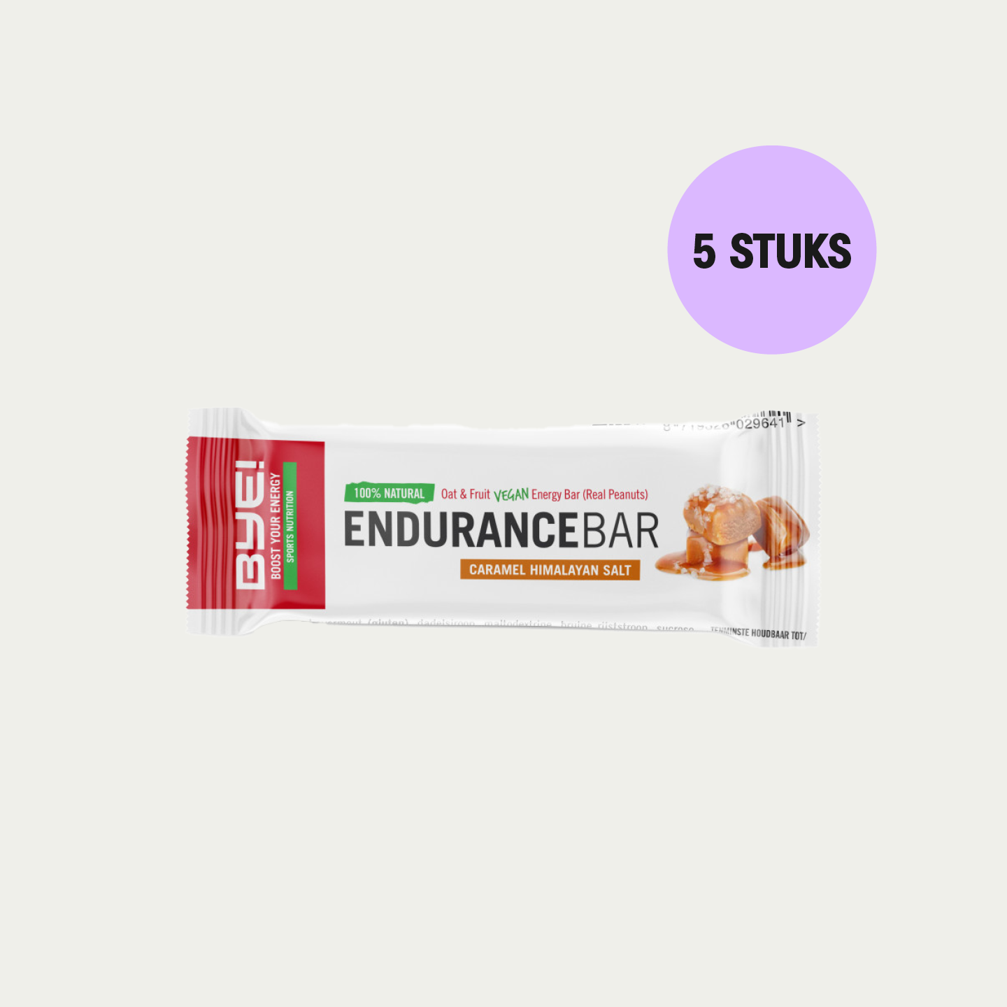 BYE energiereep met de smaak Caramel. 5 stuks zijn verkrijgbaar bij SportvoedingDirect
