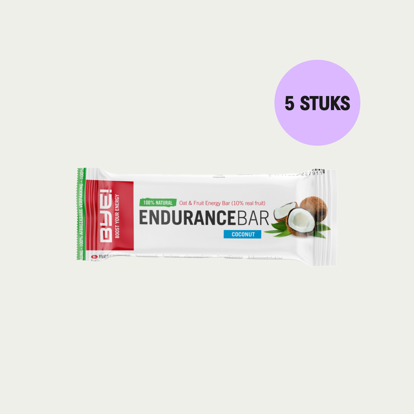 5 energierepen voor het fietsritten van 100 km. Energie reep van BYE is verkrijgbaar bij SportvoedingDirect