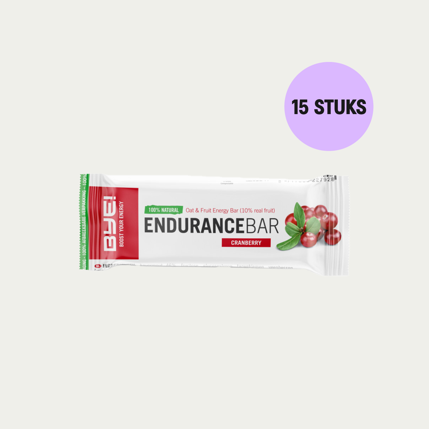 Voeding voor fietsers. De BYE Endurance Bar 15 stuks is perfect voor lange fietsritten langer dan 100 km