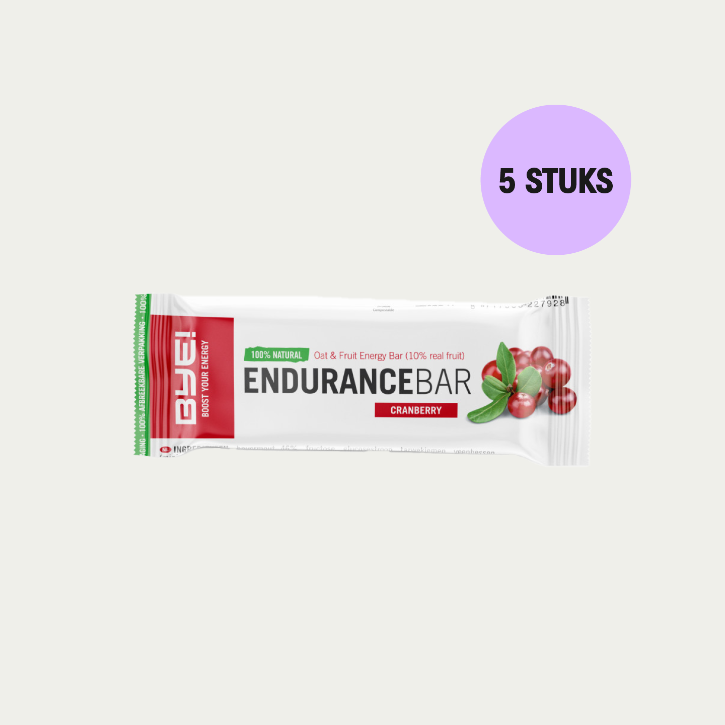 Energierepen tijdens het sporten. BYE Endurance met de smaak Cranberry is een natuurlijke reep. Verkrijgbaar bij SportvoeidngDirect