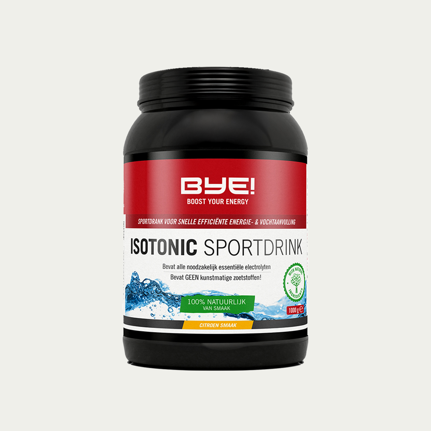 BYE! Isotone Sportdrank – verfrissende drank met natrium en magnesium, verkrijgbaar in Citroen, Rood fruit en Watermeloen