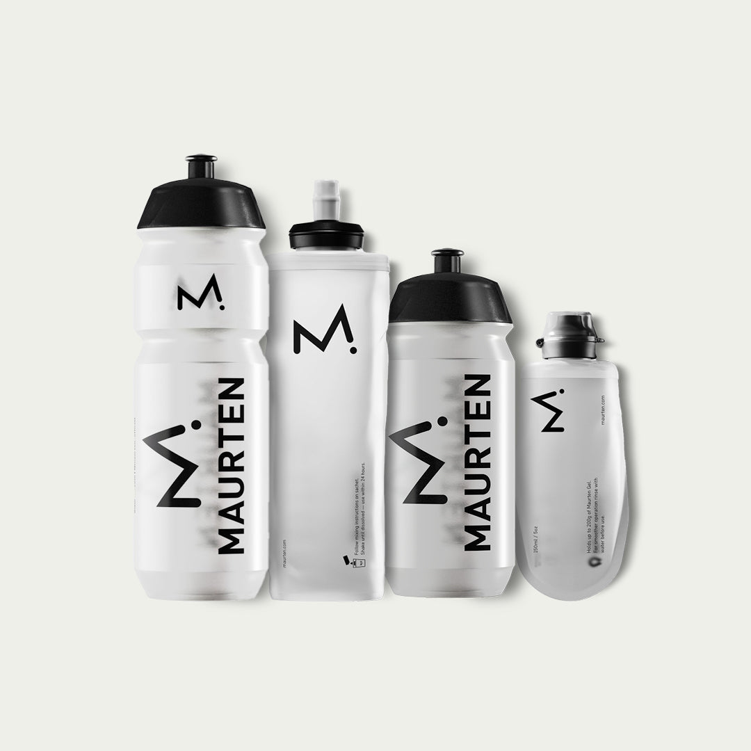 Maurten Bidon Combi – bundel van bidons en gel-flasks voor wielrennen en triathlon.