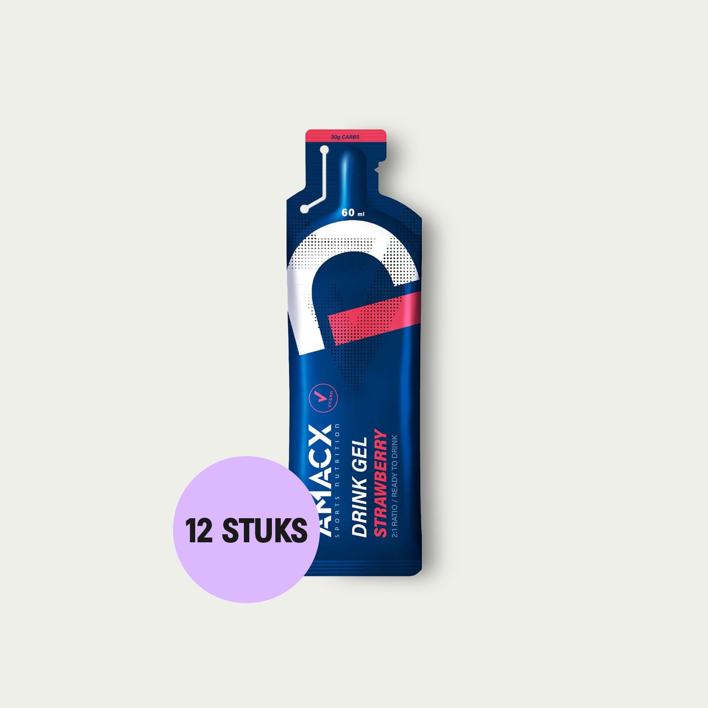 Amacx Drink Gel Strawberry 12 stuks – energy gel met aardbei voor triathlon en lange trainingen.