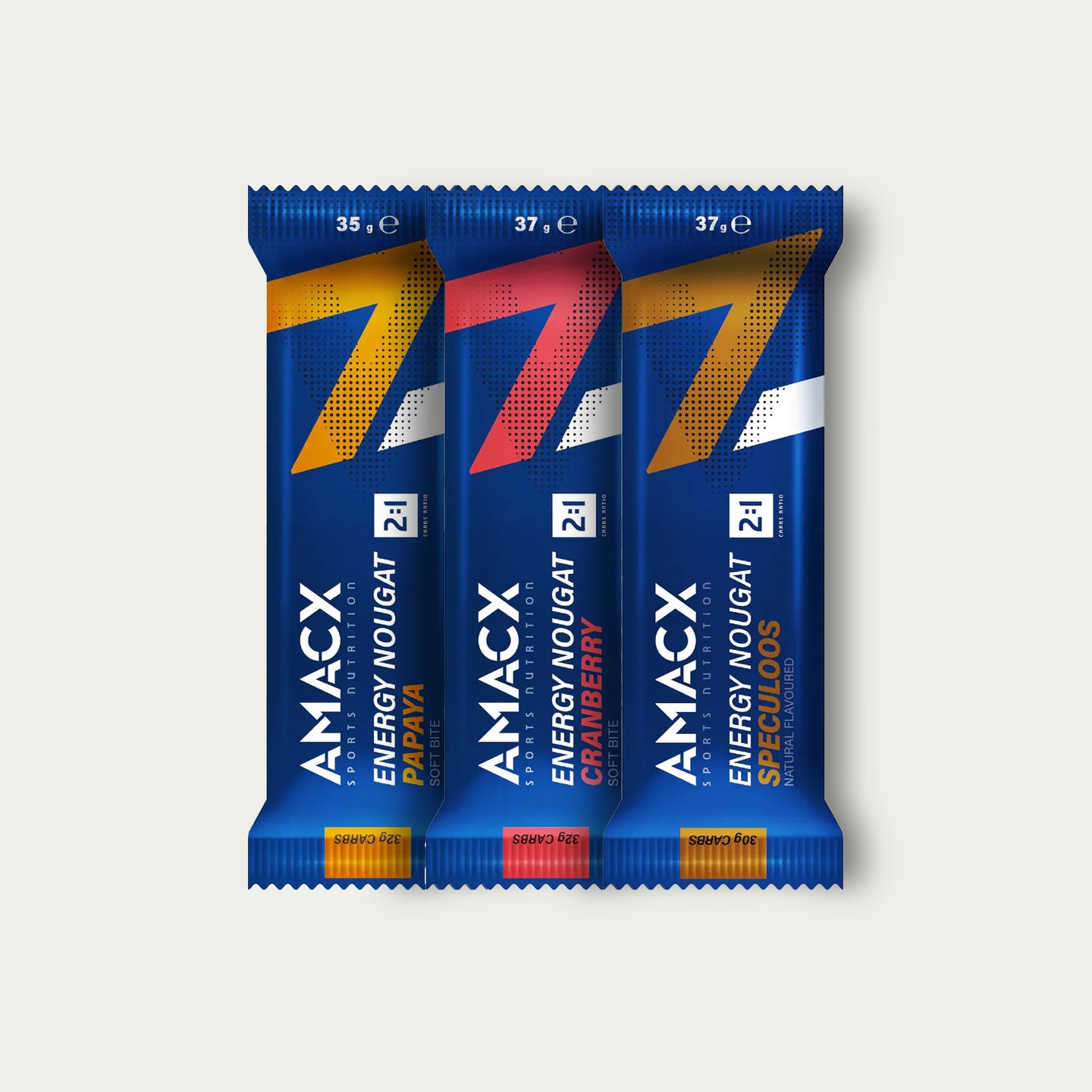 Amacx Energy Nougat Combi – mix van energierepen met koolhydraten voor wielrennen en lange ritten.
