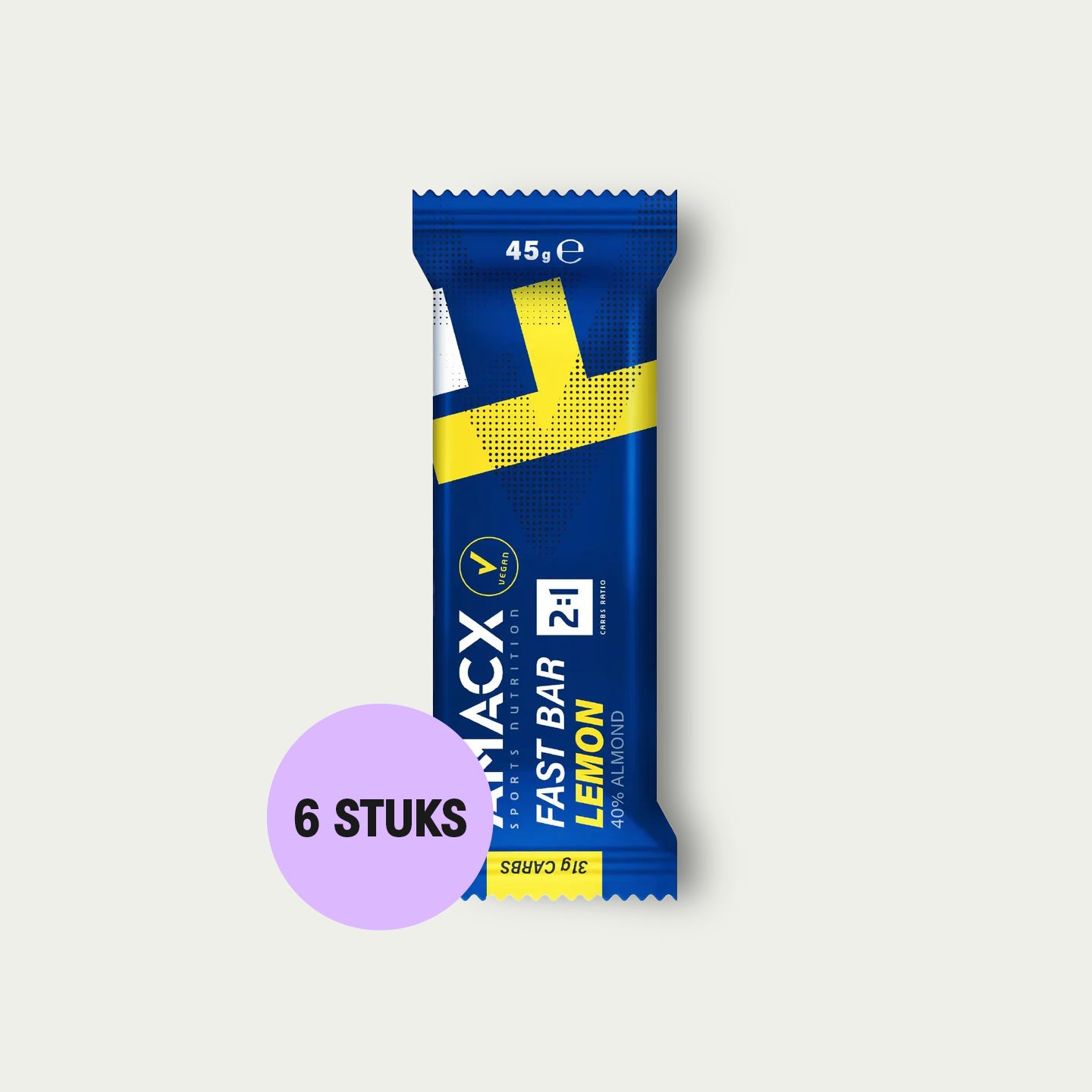 Amacx Fast Bar Lemon 6 stuks – energiereep met frisse citrussmaak voor hardlopen en duurtraining.