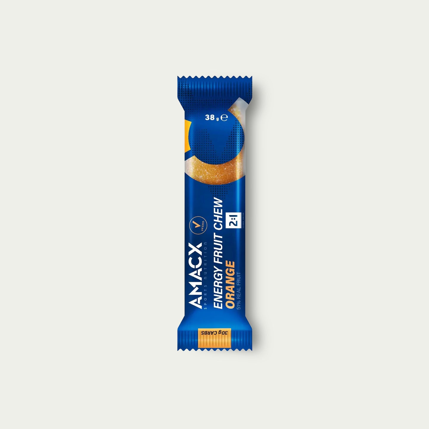 Amacx Energy Fruit Chew Orange – fruit energiebrok met frisse citrussmaak voor directe energie.