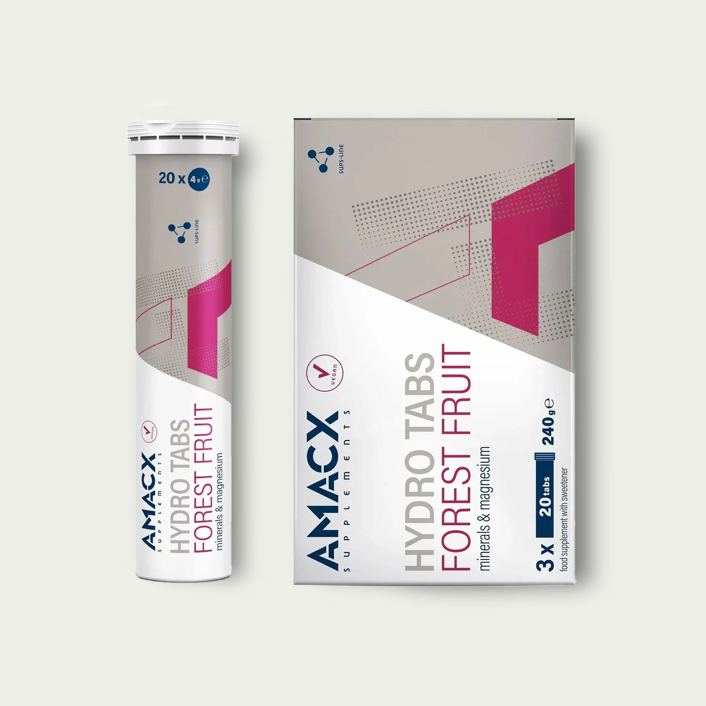 Amacx Hydro Tabs Forest Fruit – elektrolyten tabletten met magnesium voor optimale hydratatie tijdens duursport.