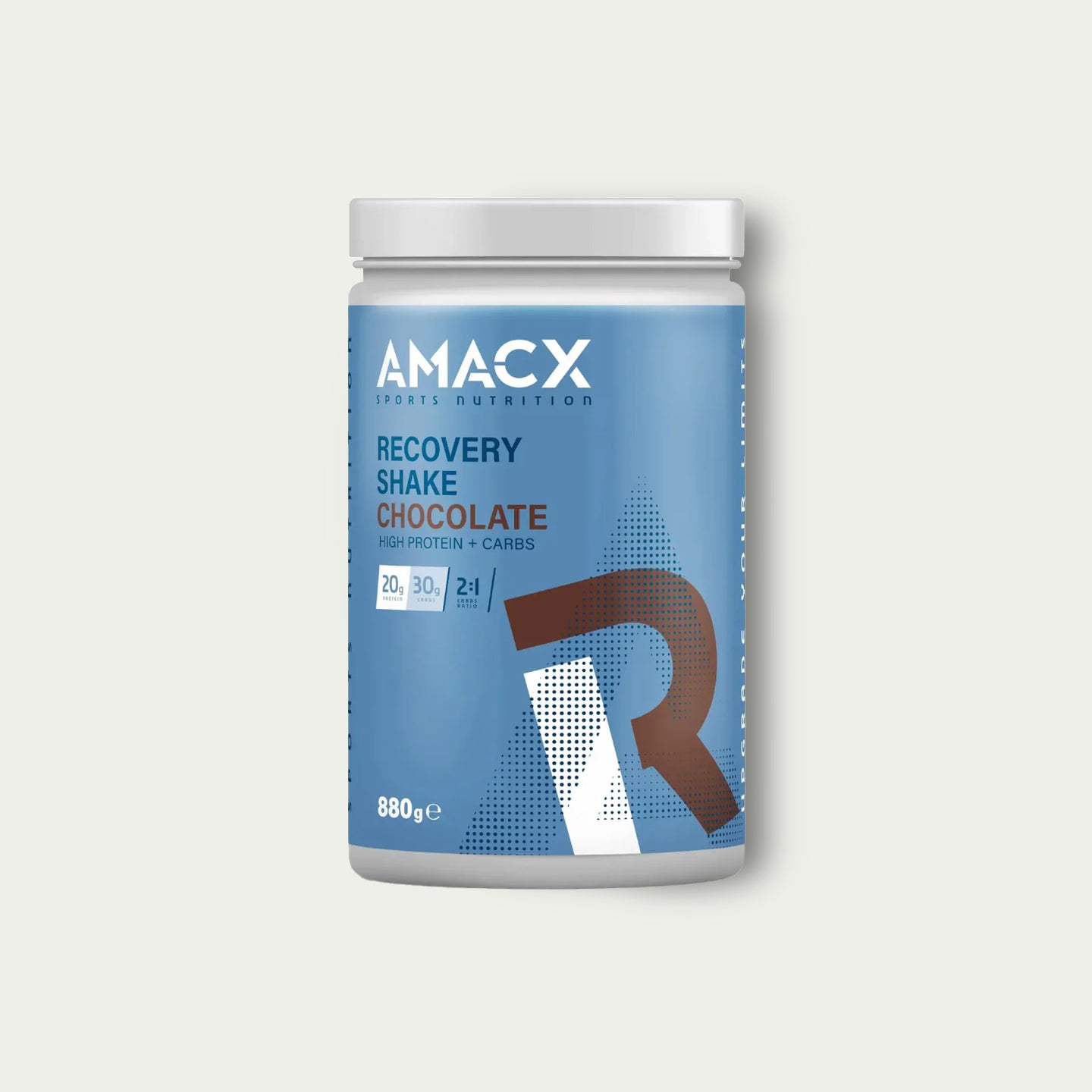 Amacx Recovery Shake Chocolate – eiwitrijke hersteldrank met koolhydraten voor spierherstel na training.