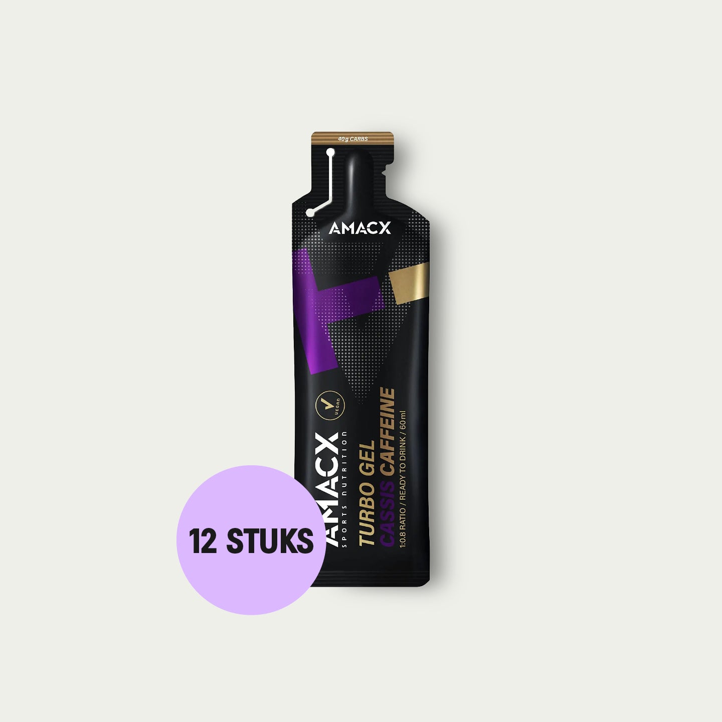 Amacx Turbo Energy Gel Cassis Caffeine 12 stuks – energy gel met cafeïne voor triathlon.