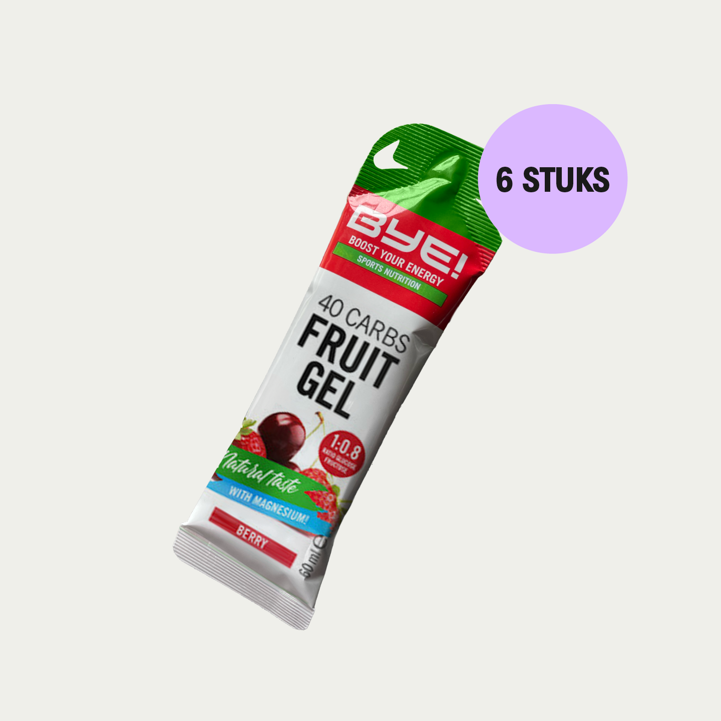 BYE! 40 Carbs Fruit Gel met de smaak Berry -  energiegel met smoothie-structuur voor duursporters