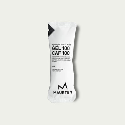 Maurten Gel 100 Caf 100 – snelle energie met cafeïne, ontwikkeld voor triatleten en wielrenners.