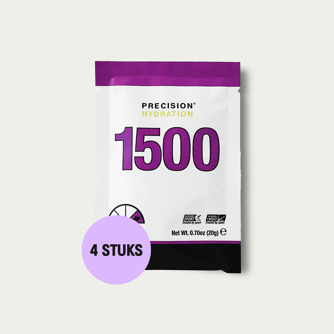 Precision Electrolytes 1500 4 stuks – elektrolyten poeder met hoog zoutgehalte voor intensieve duursporters.